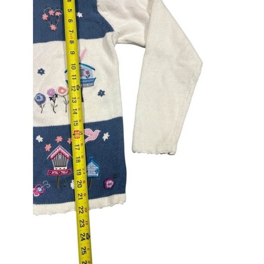 Vintage Haband Embroidered Floral Birds Button Up Cardigan Sweater Size Medium - Picture 6 of 7
